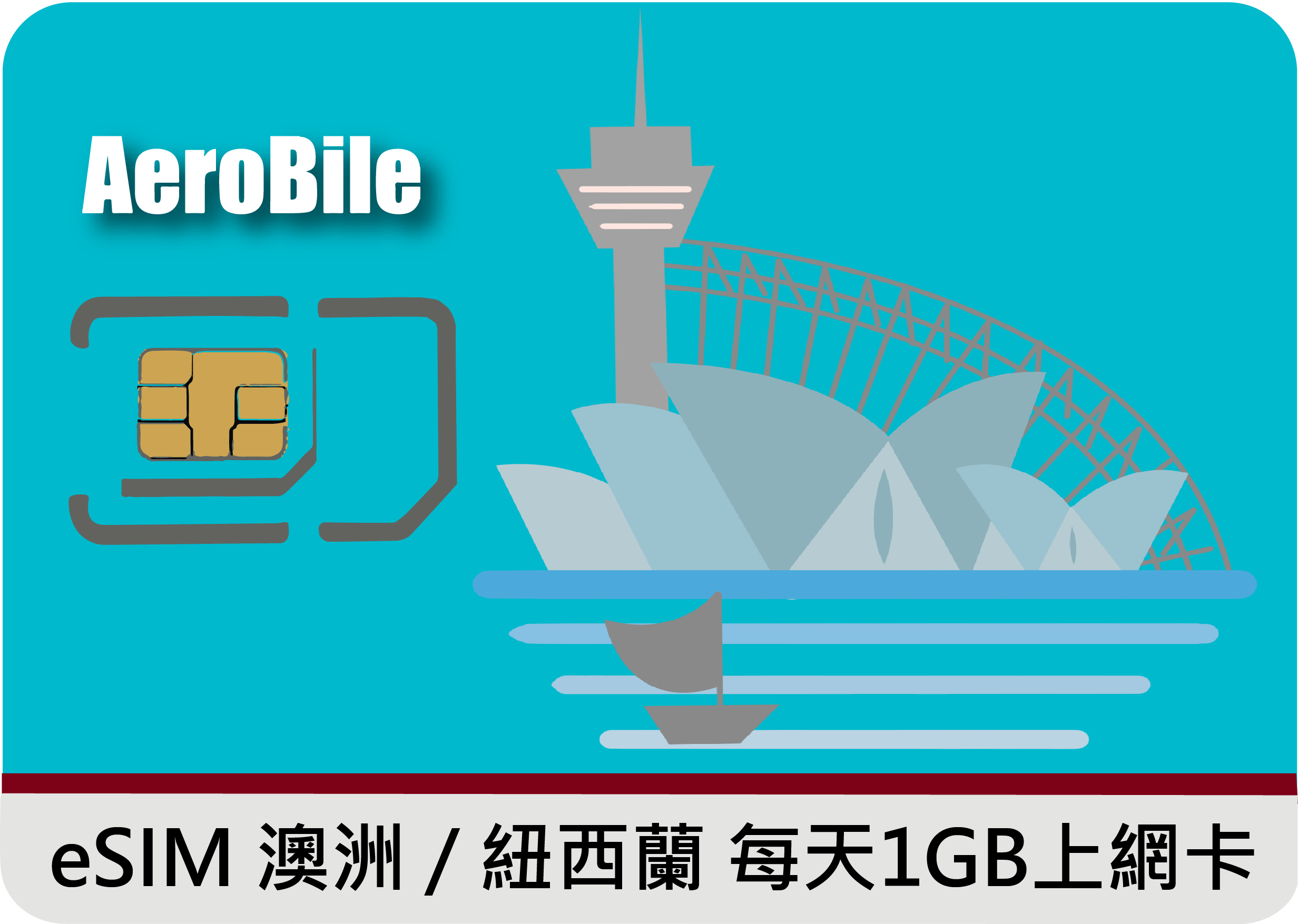 eSIM澳洲/紐西蘭每天1GB上網卡 (B)